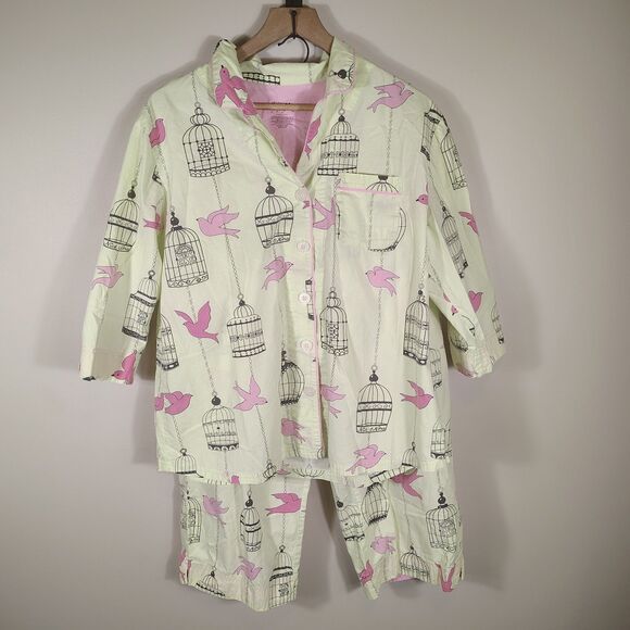 Nick & Nora Other - Nick & Nora Women's XL Green Pink Pajamas Birdcage Birds